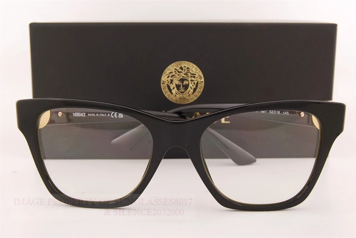 Brand New VERSACE Eyeglass Frames 3341U GB1 Black for Women Size 52mm 3